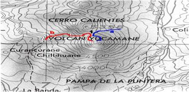 mapa topográfico del volcán Yucamane